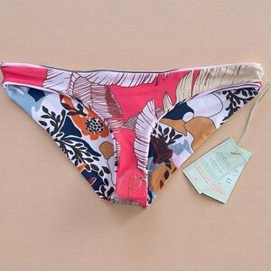 NWT Maaji Tropical Floral & Stripes Reversible Print Swim Bikini Bottoms size L